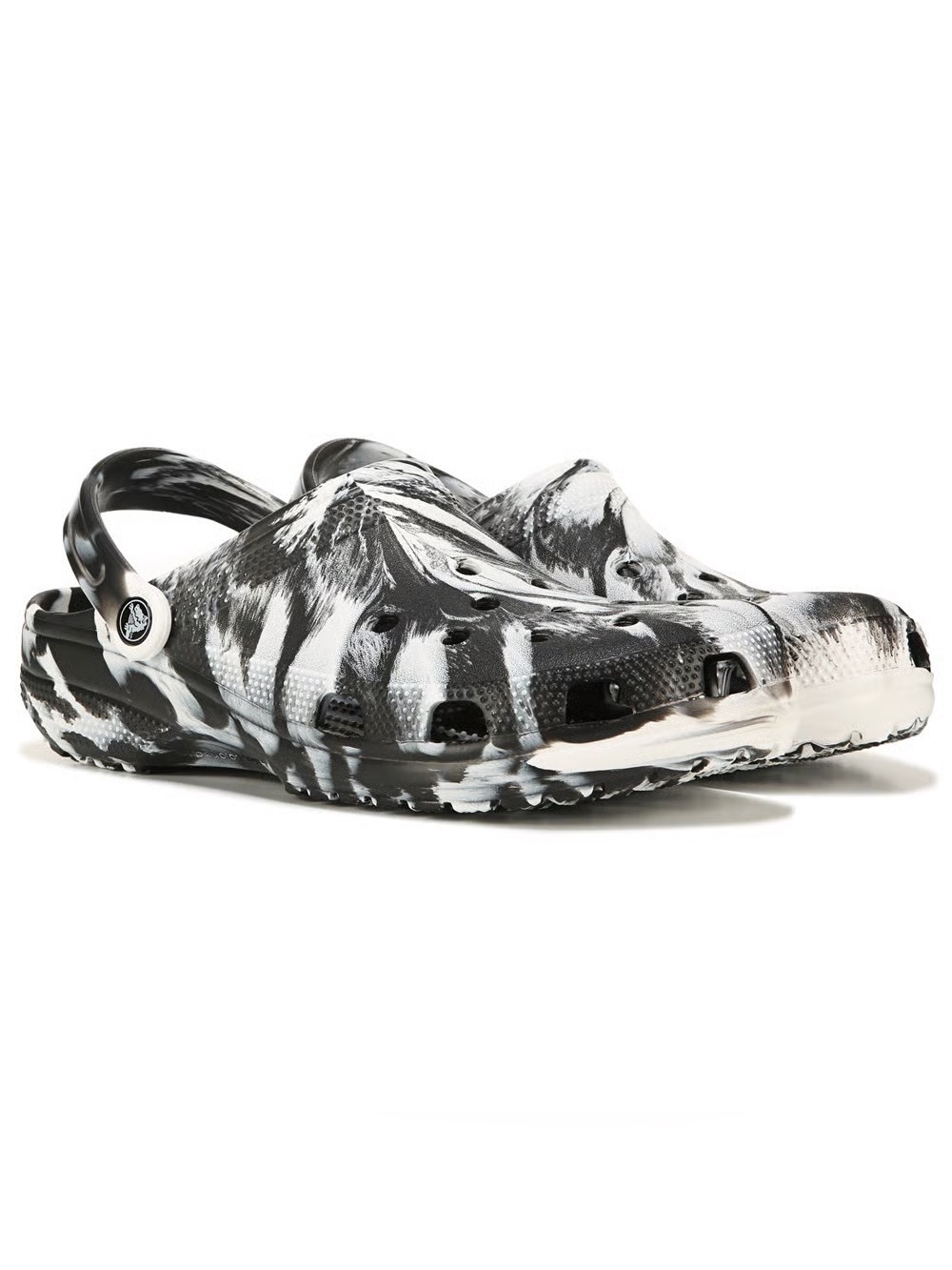 Crocs Classic Marbled Clog, Black & white, Men’s 11